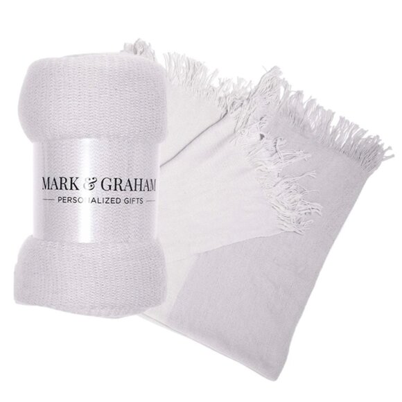 NEW Mark & Graham Light Gray Colorblock Throw Blanket - Picture 5 of 5